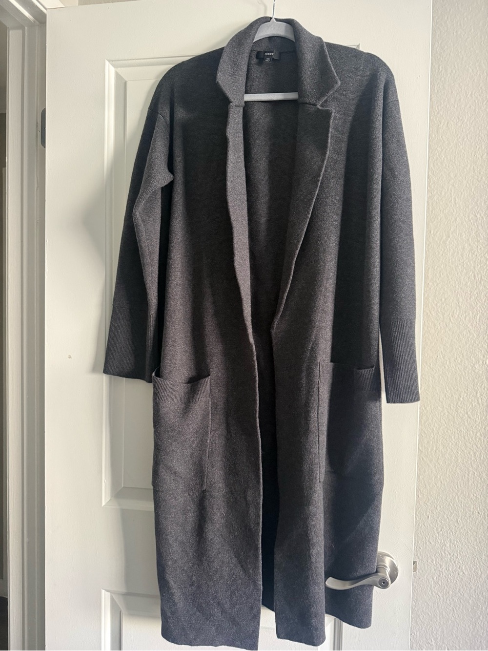 J. Crew Charcoal Open-Front Trench Coatigan